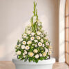 Coussin Roses Blanches — fleurs de deuil livrees a Paris