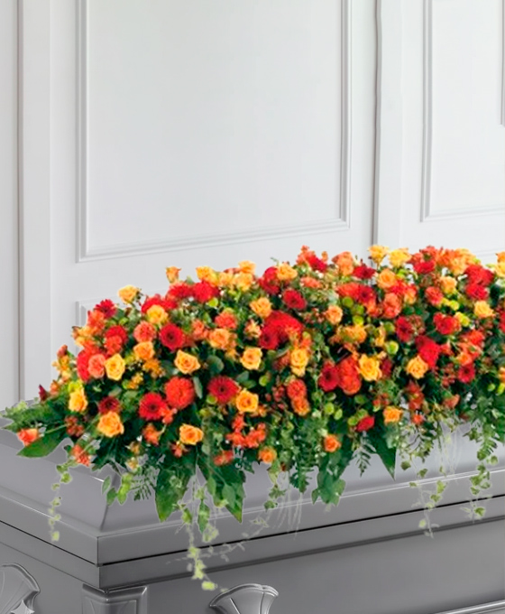 Dessus de Cercueil Majestueux — fleurs de deuil livrees a Paris